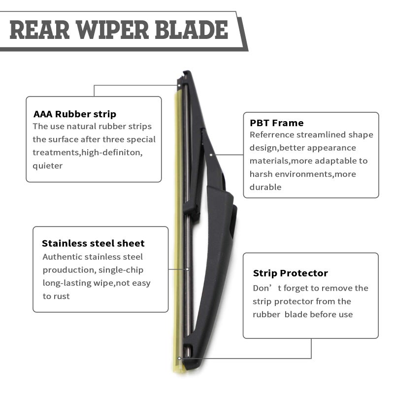 HODEE Rear Wiper Arm Blade Nut Set Replacement for Jeep Renegade 2015-2021,Fiat 500X 2016-2022,Back Windshield Wiper Assembly with Window Wiper Cap Cover Accessories,OE:68256590AA - Image 5